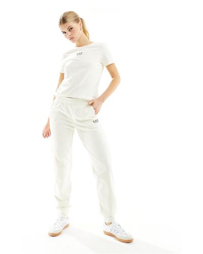 EA7 Armani – – jogginghose aus sweatshirt-stoff - Weiß