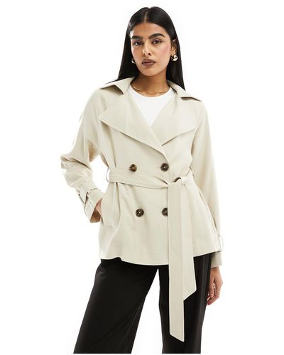 ASOS Short Lightweight Trench With Tie Waist - Natural
