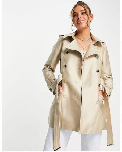 Morgan Double Breasted Trench Coat With Belt - White