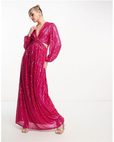 Style Cheat Sequin Cut-out Maxi Dress - Pink