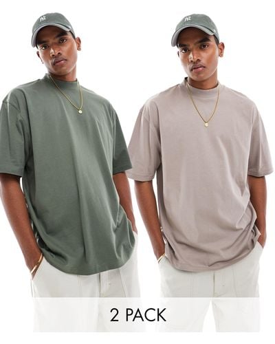 ASOS – 2er-pack oversize-t-shirt - Grau