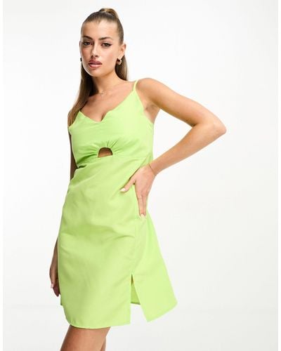 Threadbare Mini Cami-jurk Van Popeline Met Uitsnijding - Groen