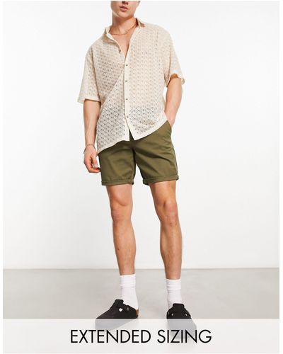 ASOS Slim Chino Shorts With Rolled Hem - Natural