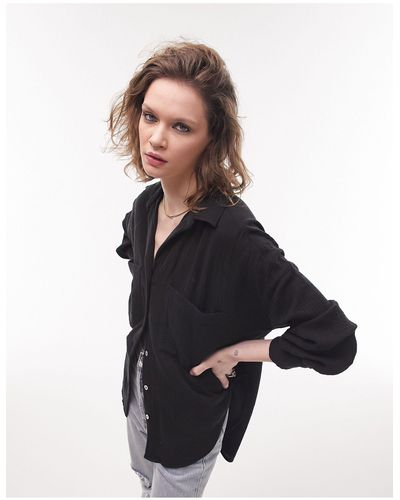 TOPSHOP Camisa negra estilo casual - Azul