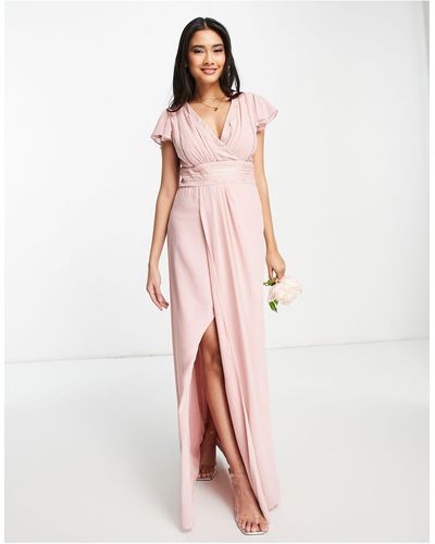 TFNC London – bridesmaid ariana – kleid mit v-ausschnitt und fledermausärmeln - Pink