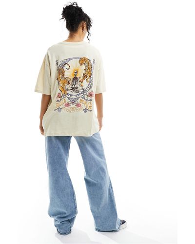 Billabong True tiger - t-shirt oversize color crema - Blu