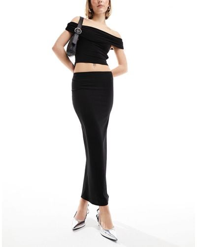New Look Ribbed Midaxi Skirt - Black