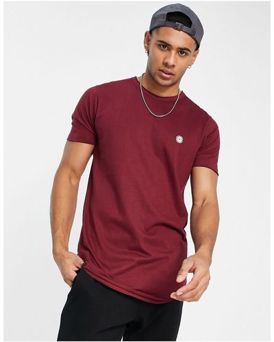 Le Breve T-shirt taglio lungo bordeaux con bordi grezzi - Rosso