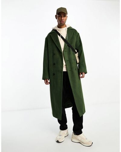 ASOS Oversized Wool Mix Overcoat - Green