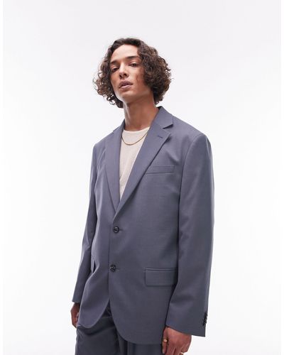 TOPMAN Relaxed Suit Jacket - Blue