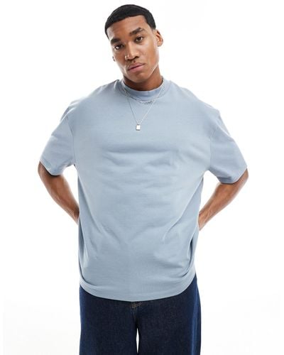 ASOS Heavyweight Oversized T-shirt With Turtle Neck - Blue