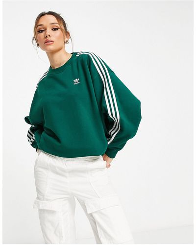 adidas Originals Three Stripe Oversized Sweatshirt - Green