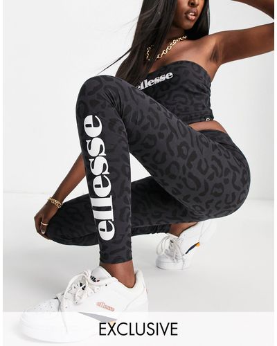 Ellesse legging Met Logo En Luipaardprint - Zwart