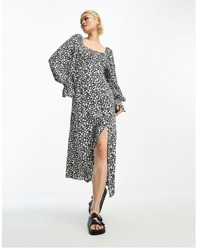 & Other Stories Gathered Sleeve Midaxi Dress - Black