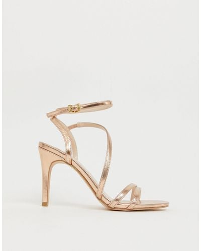 Faith Delly Rose Gold Strappy Heeled Sandals - Pink