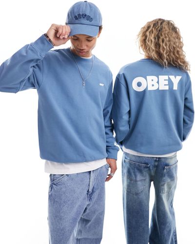 Obey Sudadera unisex con estampado del logo en la espalda - Azul