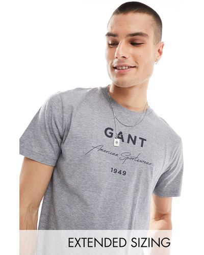 GANT Large Script Logo Print T-shirt - Grey