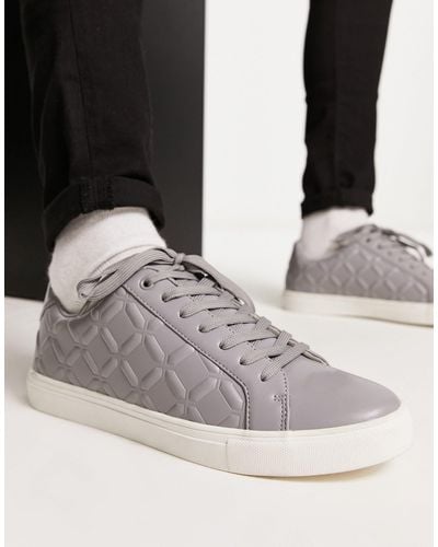 ASOS Sneakers stringate grigie con pannelli a rilievo - Grigio