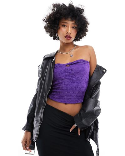 Noisy May Textured Tube Top With Tie Detail - Purple