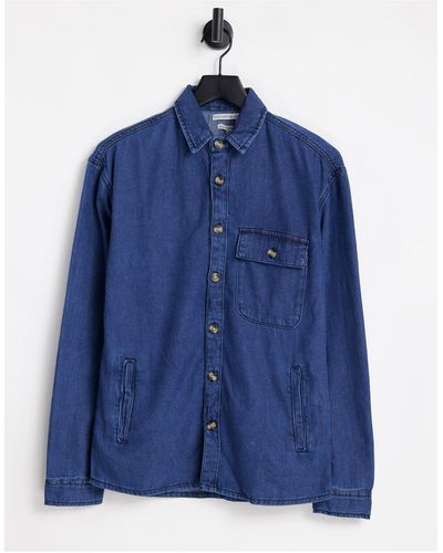 Another Influence Tall - camicia di jeans a maniche lunghe con tasca - Blu
