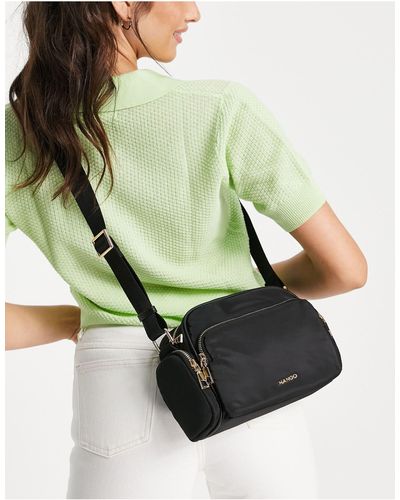Mango Multi Compartment Cross Body Bag With Zip Detail - Black