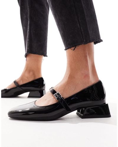 Pull&Bear Chaussures à talon carré style babies - verni - Noir