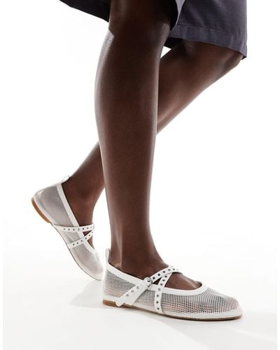 & Other Stories Mesh Strappy Mary Jane Flats - White