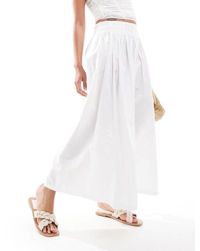 Bershka Poplin Maxi Skirt - White