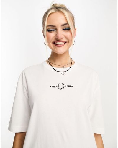 Fred Perry T-shirt Met Logo Op - Wit