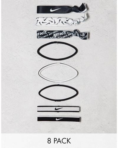 Nike 8 Pack Mixed Hairbands - Grey