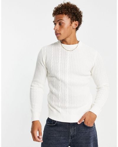 Le Breve Split Jacquard Knit Sweater - White