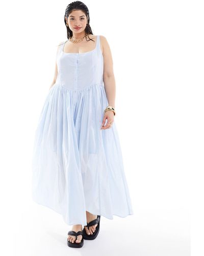 ASOS Asos design curve - robe d'été mi-longue fluide - ciel - Bleu