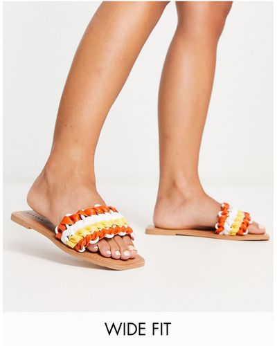 ASOS Wide fit – flora – flache mehrfarbige web-sandalen, weite passform - Weiß