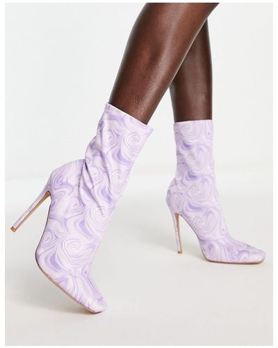 Public Desire Lars High Heeled Sock Boots - Purple