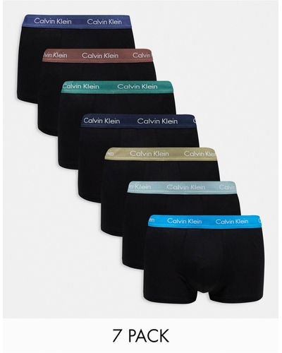 Calvin Klein – 7er-pack elastische baumwoll-unterhosen - Schwarz