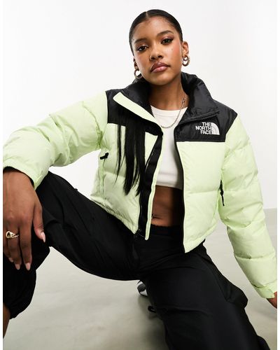 The North Face Nuptse cropped down puffer jacket in black
