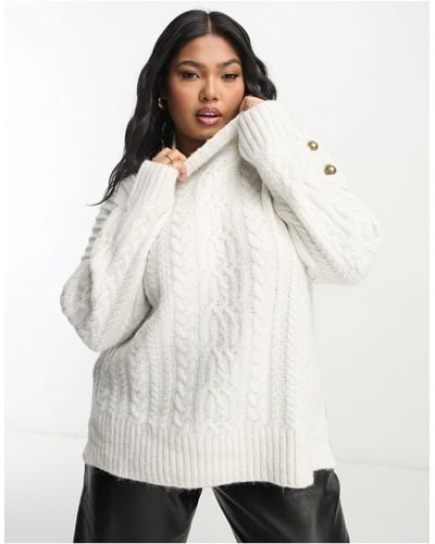 Mango Button Detail Sweater - White