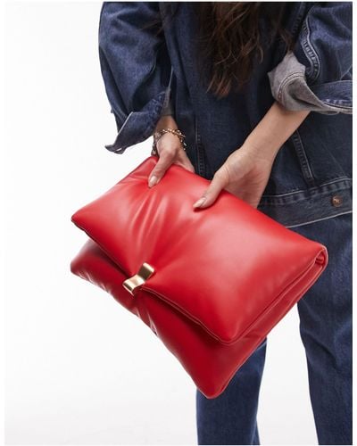 TOPSHOP Cleo Oversized Puffy Clutch Bag - Red
