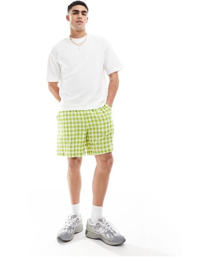ASOS – weit geschnittene shorts mit em vichy-karo - Grün