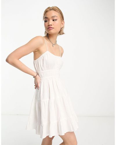 Collusion Tiered Cami Summer Mini Dress - White