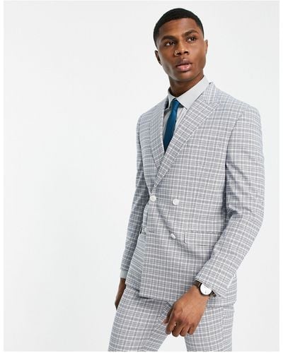 TOPMAN Skinny Double Breasted Suit Jacket - Grey