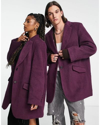 Collusion Unisex Oversized Textured Blazer - Purple