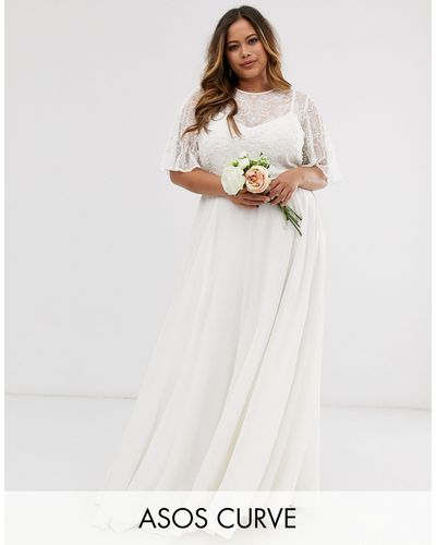 ASOS Asos Design Curve Embellished Bodice Wedding Dress - White