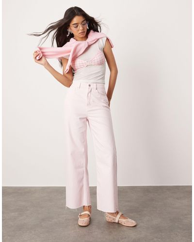 ASOS Cropped Wide Leg Jeans - Pink