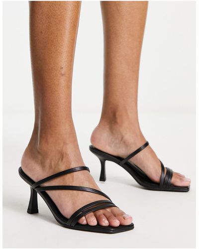 ASOS Hartley Strappy Mid Sandal Heeled Mules - White