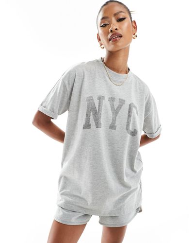 In The Style X Perrie Sian Nyc Logo T-shirt - Grey