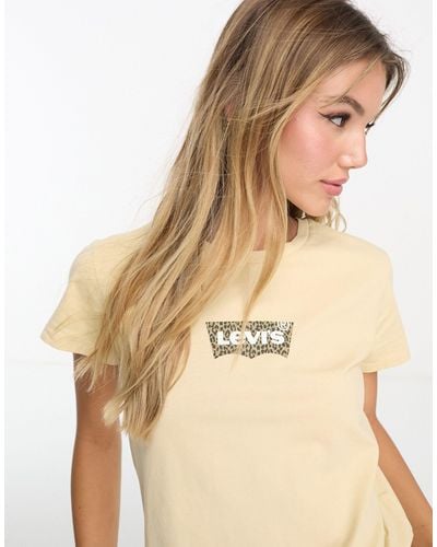 Levi's Perfect T-shirt With Leopard Print Chest Logo - Natural
