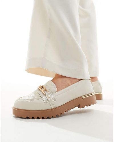 River Island Quilted Chain Loafers - White