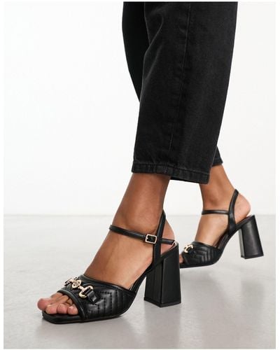 River Island Block Heel With Hold Buckle Detail - Black