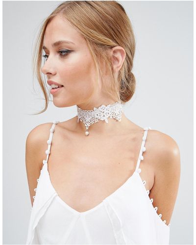 ASOS Asos wedding – gehäkeltes halsband mit perlenverzierung - Weiß